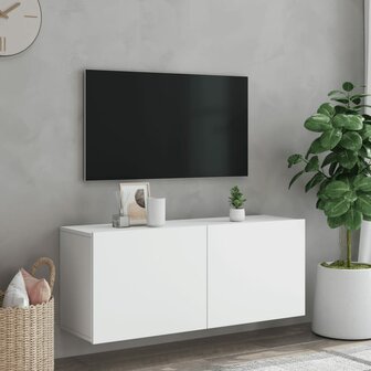 Tv-meubel wandgemonteerd 100x30x41 cm wit 3