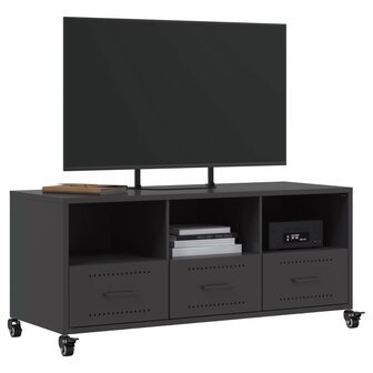 Tv-meubel 100,5x39x43,5 cm koudgewalst staal zwart 4