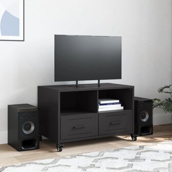 Tv-meubel 68x39x43,5 cm koudgewalst staal zwart 3