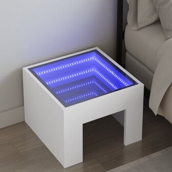 Nachtkastje met Infinity LED 40x40x30 cm wit 1