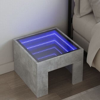 Nachtkastje met Infinity LED 40x40x30 cm betongrijs 1