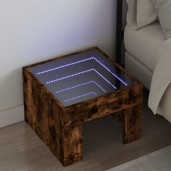 Nachtkastje met Infinity LED 40x40x30 cm gerookt eikenkleurig 1