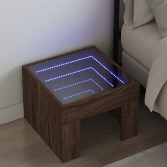 Nachtkastje met Infinity LED 40x40x30 cm bruin eikenkleurig 1