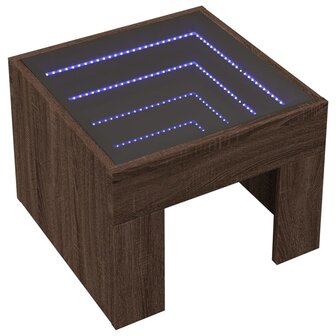 Nachtkastje met Infinity LED 40x40x30 cm bruin eikenkleurig 3