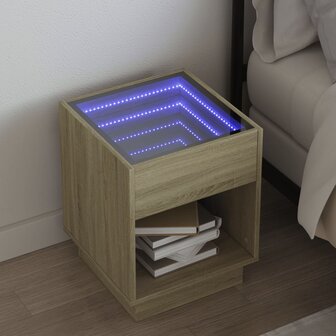 Nachtkastje met Infinity LED 40x40x50 cm sonoma eikenkleurig 1