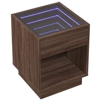 Nachtkastje met Infinity LED 40x40x50 cm bruin eikenkleurig 3