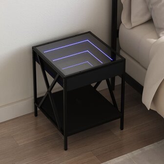 Nachtkastje met Infinity LED 40x40x49 cm zwart 1