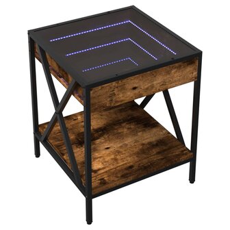 Nachtkastje met Infinity LED 40x40x49 cm gerookt eikenkleurig 3