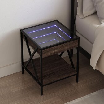 Nachtkastje met Infinity LED 40x40x49 cm bruin eikenkleurig 1