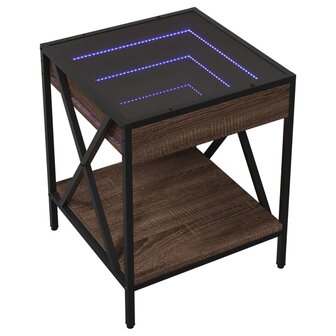 Nachtkastje met Infinity LED 40x40x49 cm bruin eikenkleurig 3