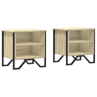 Nachtkastjes 2 st 40x30x40 cm bewerkt hout sonoma eikenkleurig 2