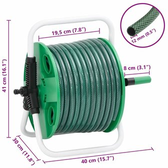 Slanghaspel met slangkoppelset 0,5&quot; 20 m vrijstaand PVC groen 7