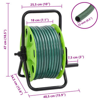 Slanghaspel met 30 m slang vrijstaand PVC groen 7