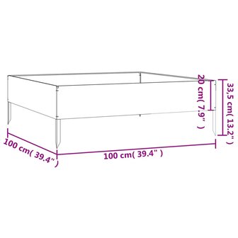 Plantenbak verhoogd 100x100x33,5 cm cortenstaal 7