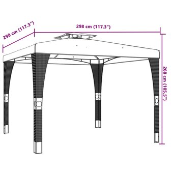 Prieel met dubbel dak 2,98x2,98 m staal cr&egrave;mekleurig 8