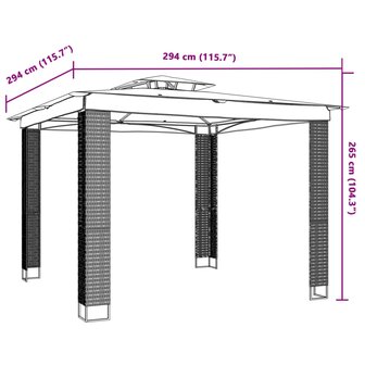 Prieel met dubbel dak 2,94x2,94 m staal cr&egrave;mekleurig 8