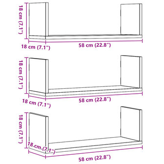 Wandschappen 3 st 58x18x18 cm spaanplaat sonoma eikenkleurig 10