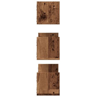 Wandschappen 3 st 58x18x18 cm bewerkt hout oud houtkleurig 5