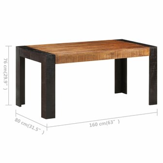 Eettafel 160x80x76 cm massief mangohout 6