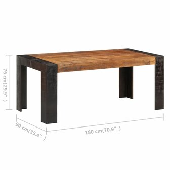 Eettafel 180x90x76 cm massief mangohout 6