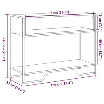 Wandtafel 100x35x74,5 cm bewerkt hout grijs sonoma eikenkleurig 9