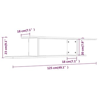 Tv-wandschap 125x18x23 cm bewerkt hout bruin eikenkleur 8