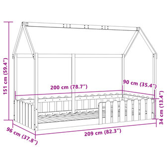 Bedhuis wasbruin massief grenenhout 90x200 cm 9