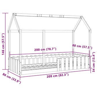 Bedhuis massief grenenhout 80x200 cm 9