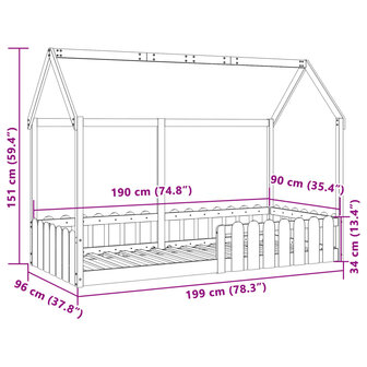 Bedhuis massief grenenhout 90x190 cm 9