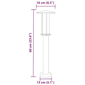 Vloerlamp voor buiten 3 st 60 cm roestvrij staal zilverkleurig 7