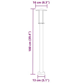 Vloerlamp voor buiten 100 cm roestvrijstaal zilverkleurig 7