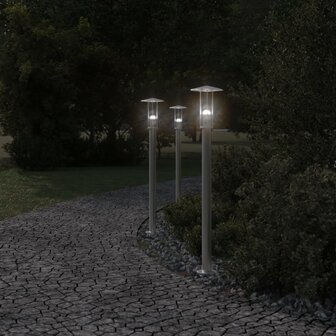 Vloerlamp voor buiten 3 st 100 cm roestvrij staal zilverkleurig 3