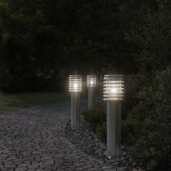 Vloerlamp voor buiten 3 st 60 cm roestvrij staal zilverkleurig 3