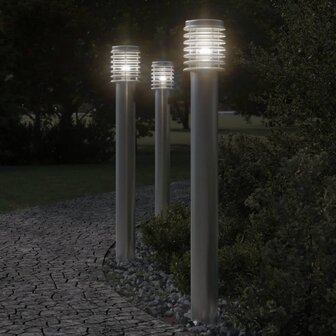 Vloerlamp voor buiten 110 cm roestvrijstaal zilverkleurig 1