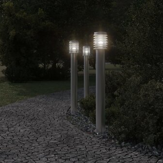 Vloerlamp voor buiten 110 cm roestvrijstaal zilverkleurig 3