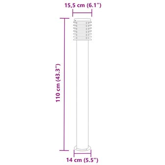 Vloerlamp voor buiten 110 cm roestvrijstaal zilverkleurig 7