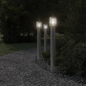 Vloerlamp voor buiten 3 st 110 cm roestvrijstaal zilverkleurig 3