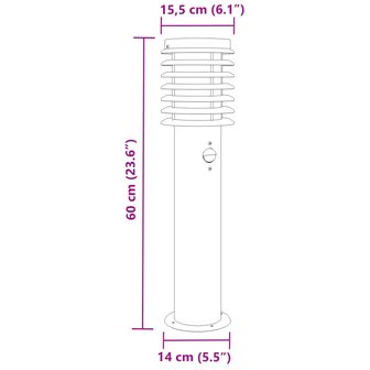 Buitenvloerlampen 3 st met sensors 60 cm roestvrijstaal zilver 7