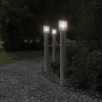 Vloerlamp voor buiten met sensor 110 cm roestvrijstaal zilver 3