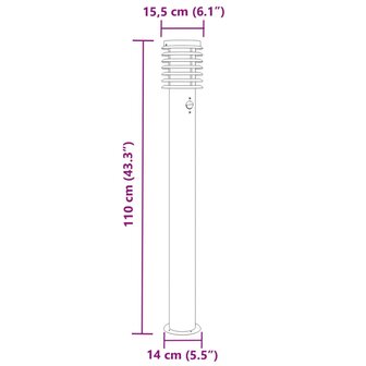 Buitenvloerlampen 3 st met sensors 110 cm roestvrijstaal zwart 7