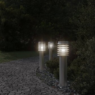 Buitenvloerlamp met stopcontact 60 cm roestvrijstaal zilver 3