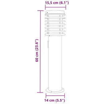 Buitenvloerlamp met stopcontact 60 cm roestvrijstaal zilver 7