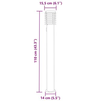 Buitenvloerlamp met stopcontact 110 cm roestvrijstaal zilver 7