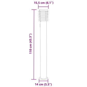 Buitenvloerlampen 3 st stopcontact 110 cm roestvrijstaal zilver 7