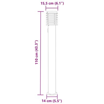 Buitenvloerlamp met stopcontact 110 cm roestvrijstaal zwart 7