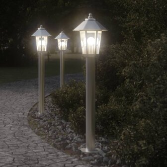 Vloerlamp voor buiten 3 st 80 cm roestvrijstaal zilverkleurig 1