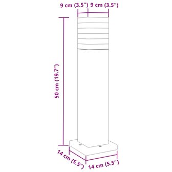 Buitenvloerlampen 3 st 50 cm aluminium zwart 7