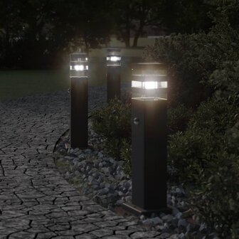 Vloerlampen voor buiten met sensor 50 cm aluminium zwart 1