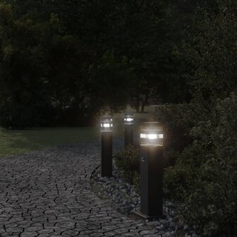 Vloerlampen voor buiten met sensor 50 cm aluminium zwart 3