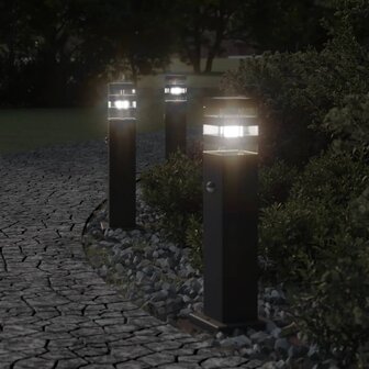 Vloerlampen voor buiten 3 st met sensor 50 cm aluminium zwart 1